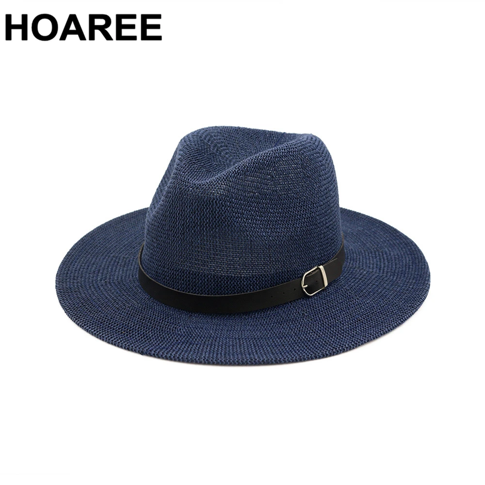 Шляпа HOAREE соломенная для мужчин и женщин Панама от солнца Пляжная с широкими