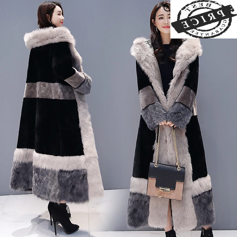 

Coat Women Winter Clothes 2021 Korean Thick Warm Faux Fur Coat Ladies Long Fur Jacket + Large Fur Collar Hiver TFa1260