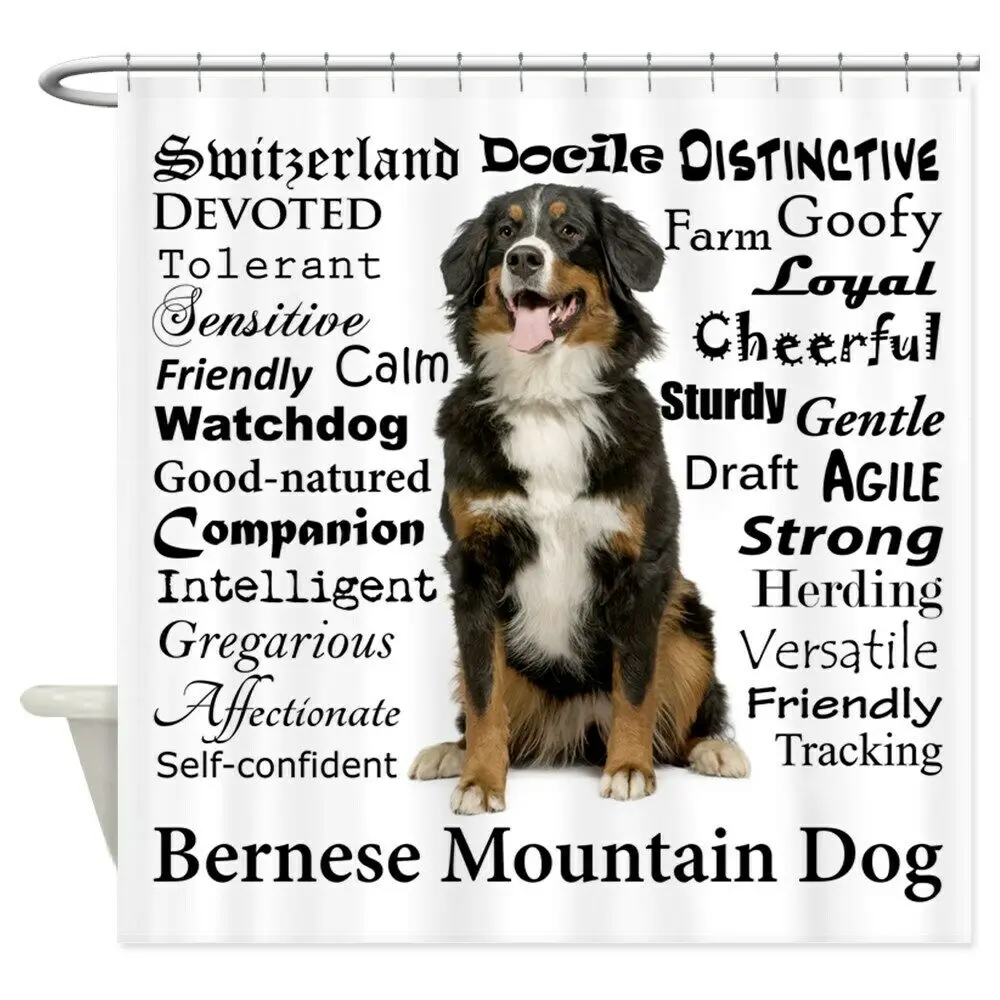 

Custom Berner Traits Decorative Fabric Shower Curtain