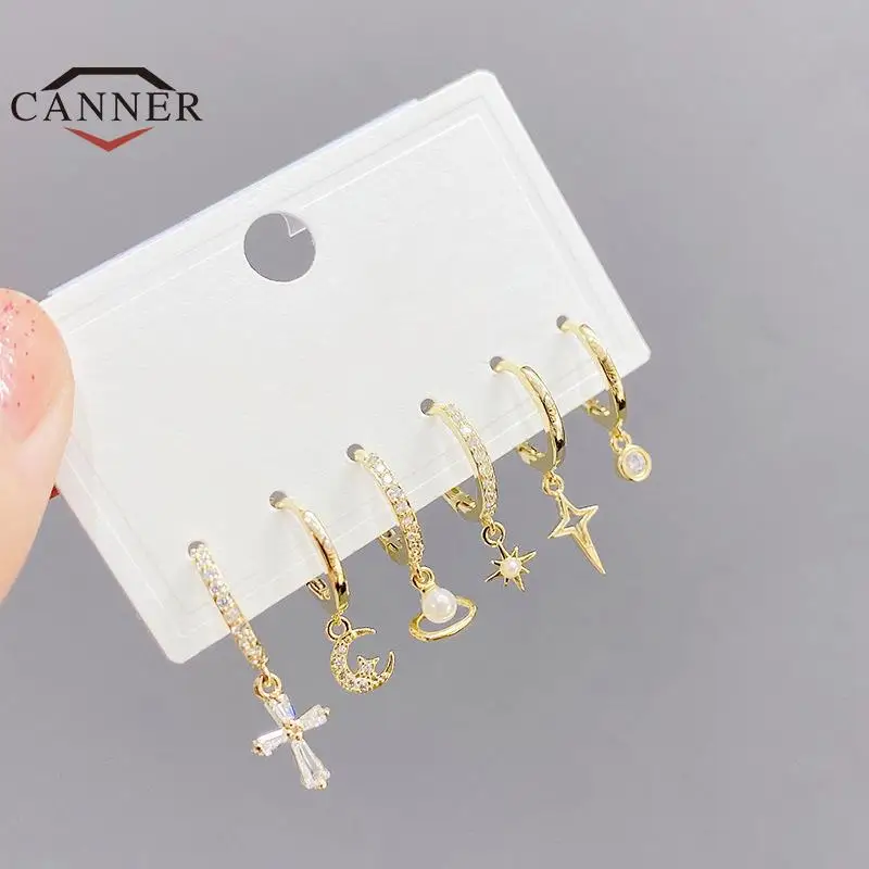 CANNER 6 шт./комплект серьги-гвоздики для женщин простой зажим ушей в стиле панк