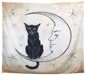 Cat Tapestry Wall Hanging Tapestrys Wall Art Decor Beach Throw Table Runner/Cloth Aesthetic Room Decor Hippie Bedroom Decoration