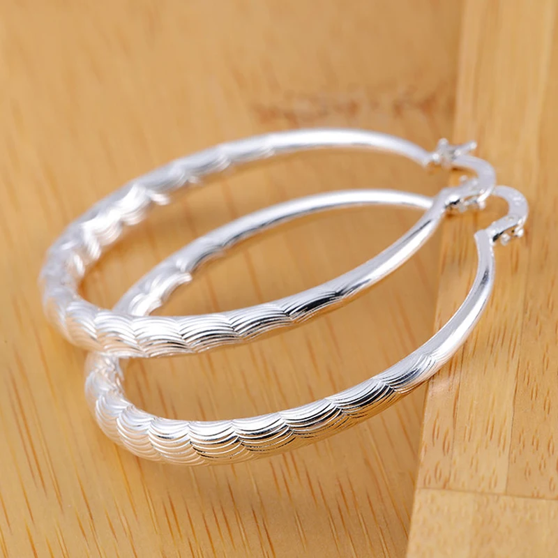 Серьги-кольца Aravant из серебра 925 пробы 40 мм для женщин модные ювелирные изделия