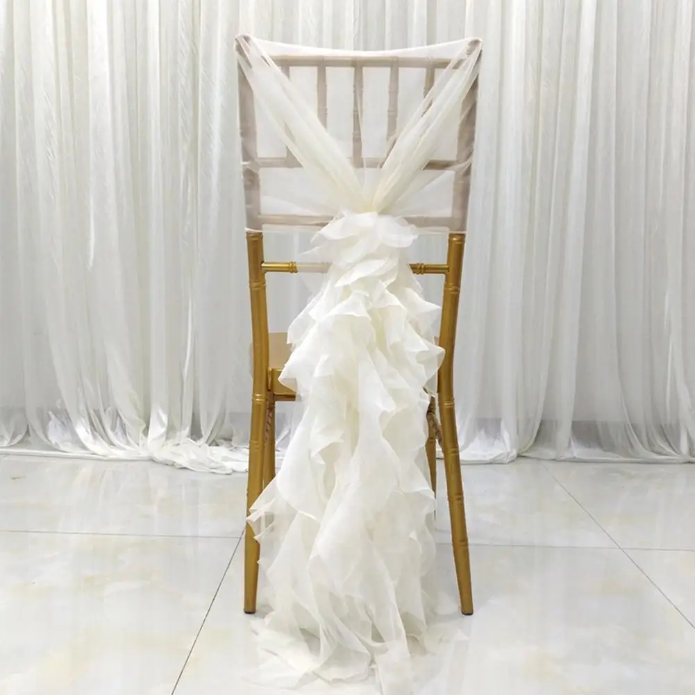 Роскошные шифон стул Обёрточная бумага крышка капота ленты для свадебных