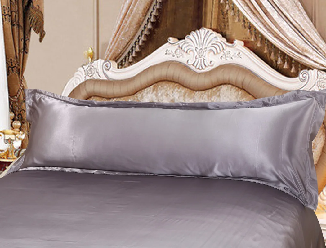 

51 120/150 см длинный Чехол для подушки, белый однотонный чехол для подушки, чехол из шелковистой атласной ткани, домашний текстиль, 1 шт., 2 размер...
