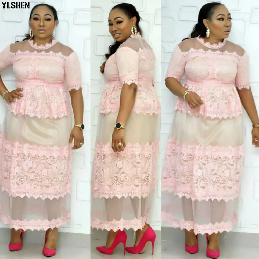 Женское длинное платье в африканском стиле с кружевным плетением 2019|Африканская