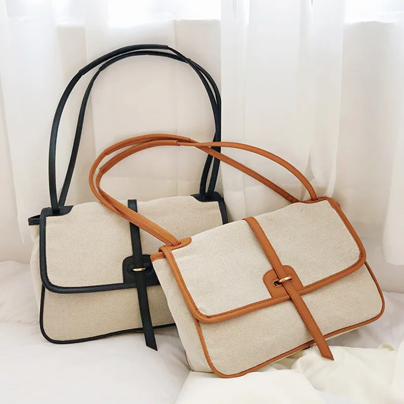 

Casual Big Canvas Shoulder Bags For Women 2021 New Trends Crssbody Bags Large Capacity Shoulder Bag Handbags PU Side Large Purse