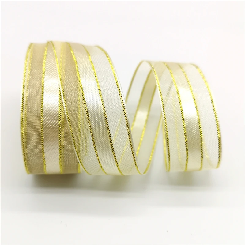 5 ярдов 20 мм ленты из органзы золотого Серебряного и металлического цвета для