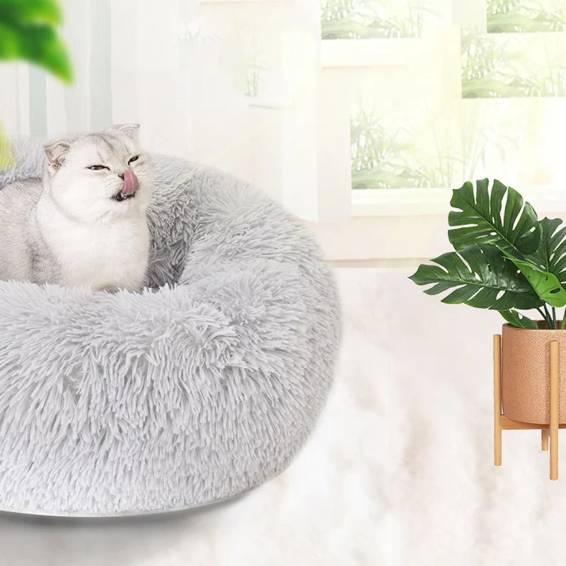 BDTHOOO 100% хлопок глубокая круглая кровать для кошки бархатные осенне-зимние