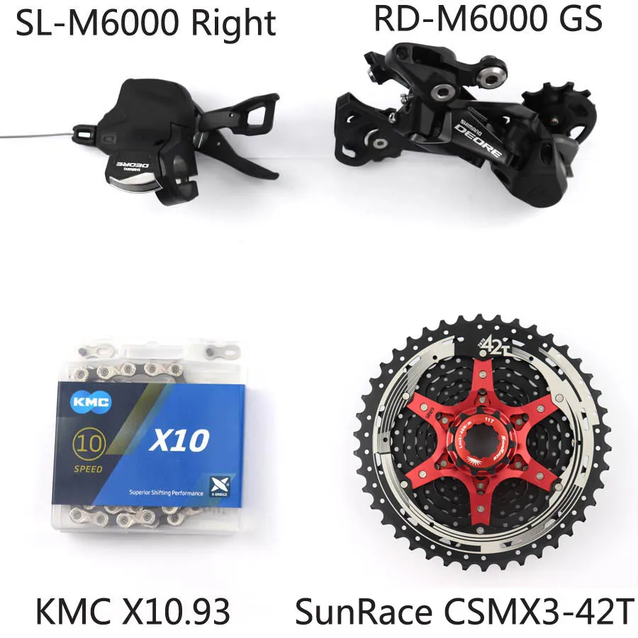 GS SunRace 42T SHIMANO DEORE M6000 Группа Комплект горного велосипеда MTB 1x10-Speed HG500 11-42T M6000 задний переключатель рычага переключения передач HG54 - Цвет: GS SunRace 42T
