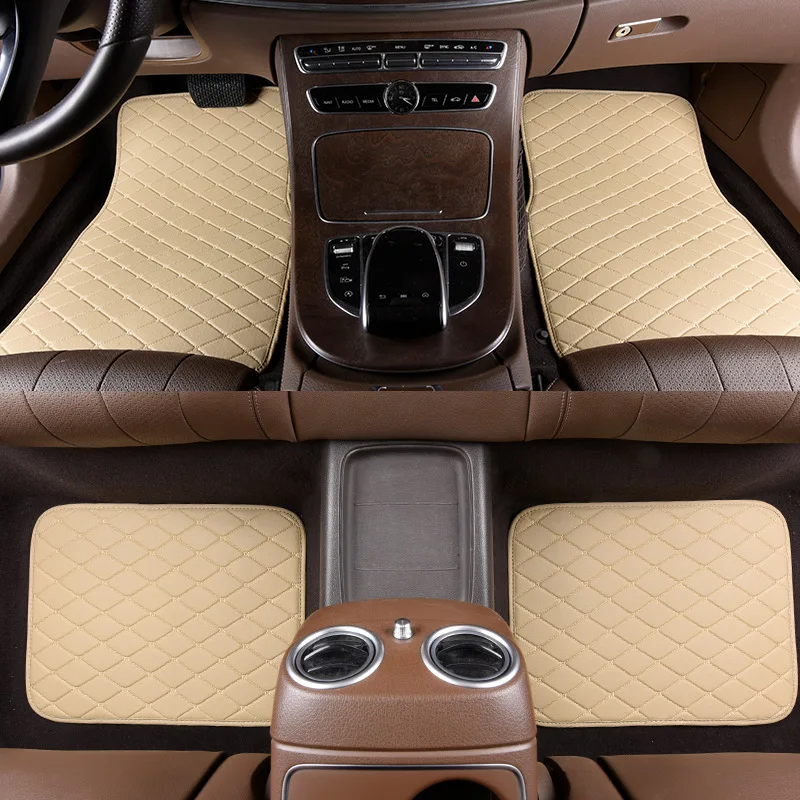 

2021 New Universal Fit 4pcs PU Leather Car Floor Mat Waterproof Foot Pads Protector Floor Mats for Car