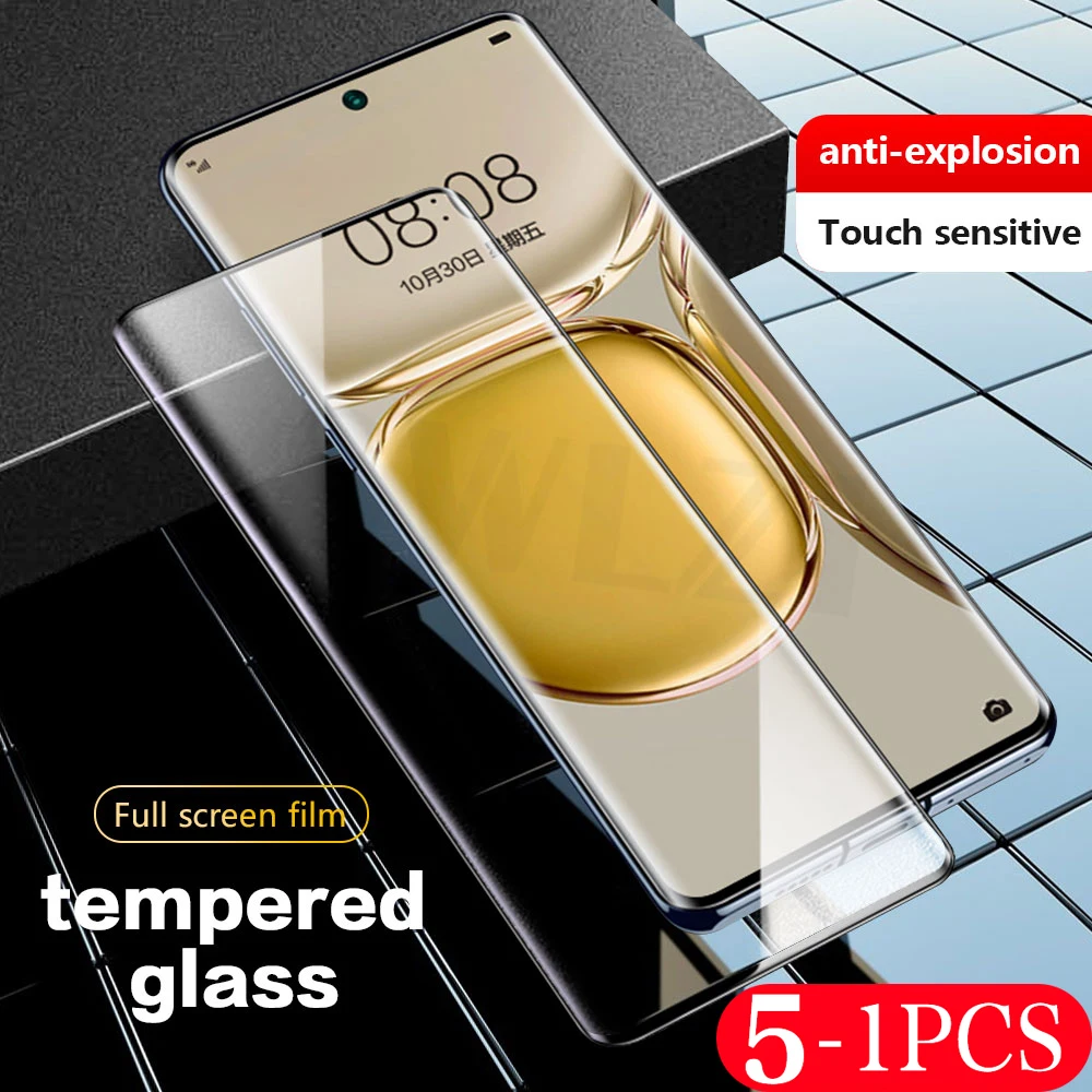 5-1Pcs 9D Tempered Glass for Huawei P50 protective film P40 P30 P20 pro P10 lite E plus Glass Phone Screen Protector smartphone