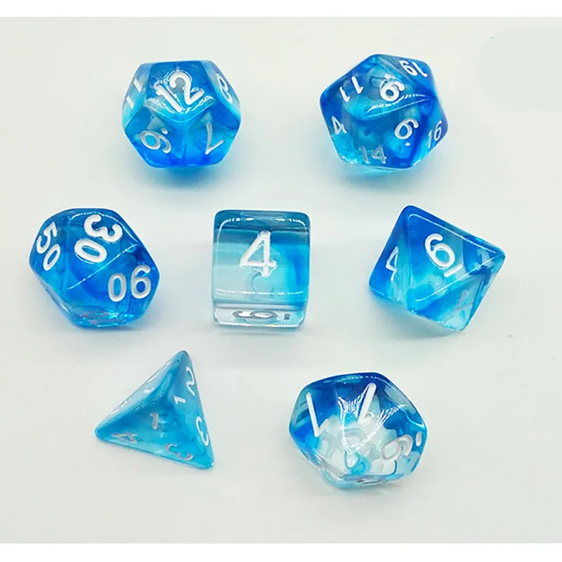 7 шт./компл. прозрачные двухцветные игральные кости 5 видов набор цифровых костей