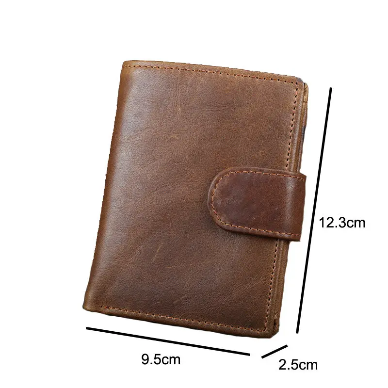 Coin Purse Men Wallet Leather With Coin Pocket Genuine Crazy Horse Organizer Male Short Wallet For Boys Dropshipping Wholesale