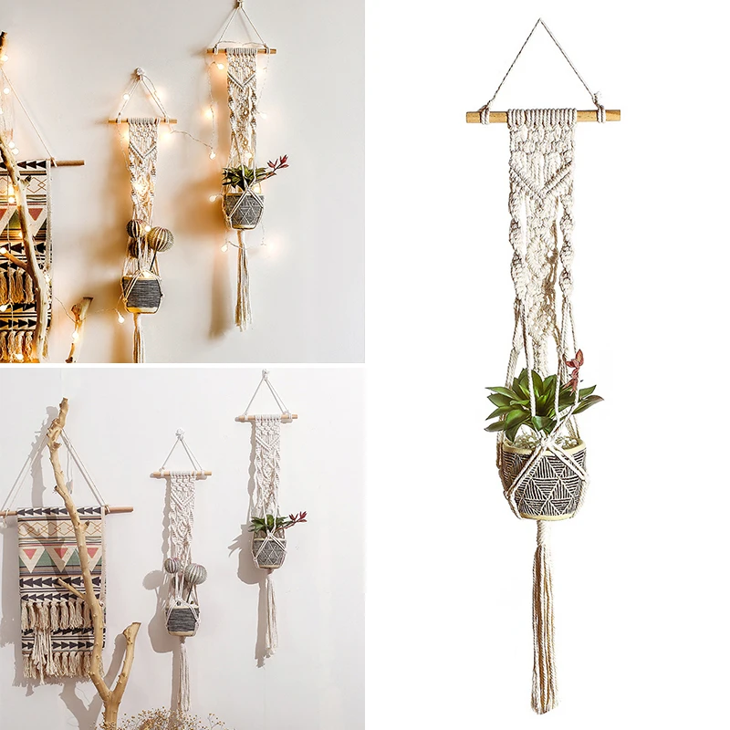 Ручная тканая вешалка для растений держатель цветочных горшков веревка