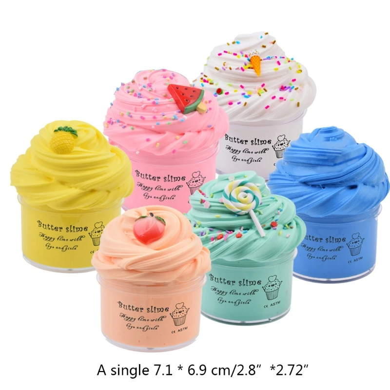 

6Pcs Butter Slime with Candy Slime Watermelon Slime and Pineapple Slime Super Soft Birthday Gifts