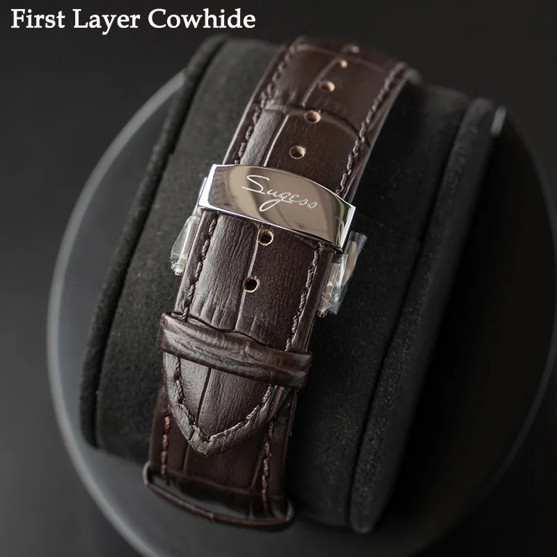 

SUGESS Vintage Dial Sapphire Crystal Men's Watch Seagull ST1908 Hand Winding Movement Mechanical Moon Phase Function Watches