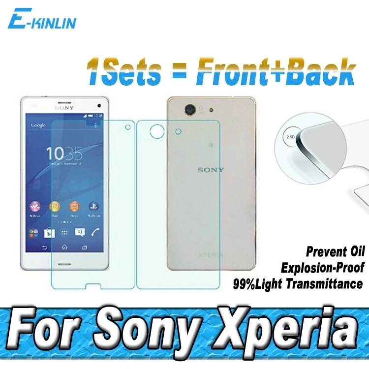 Передняя + задняя взрывозащищенная пленка для Sony Xperia Z1 Z3 Z5 M4 Compact Plus Премиум