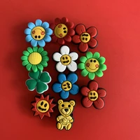 1pcs colorful flowers croc charms shoe accessories decorations clog sandals pvc croc jibz charm button for gift h2