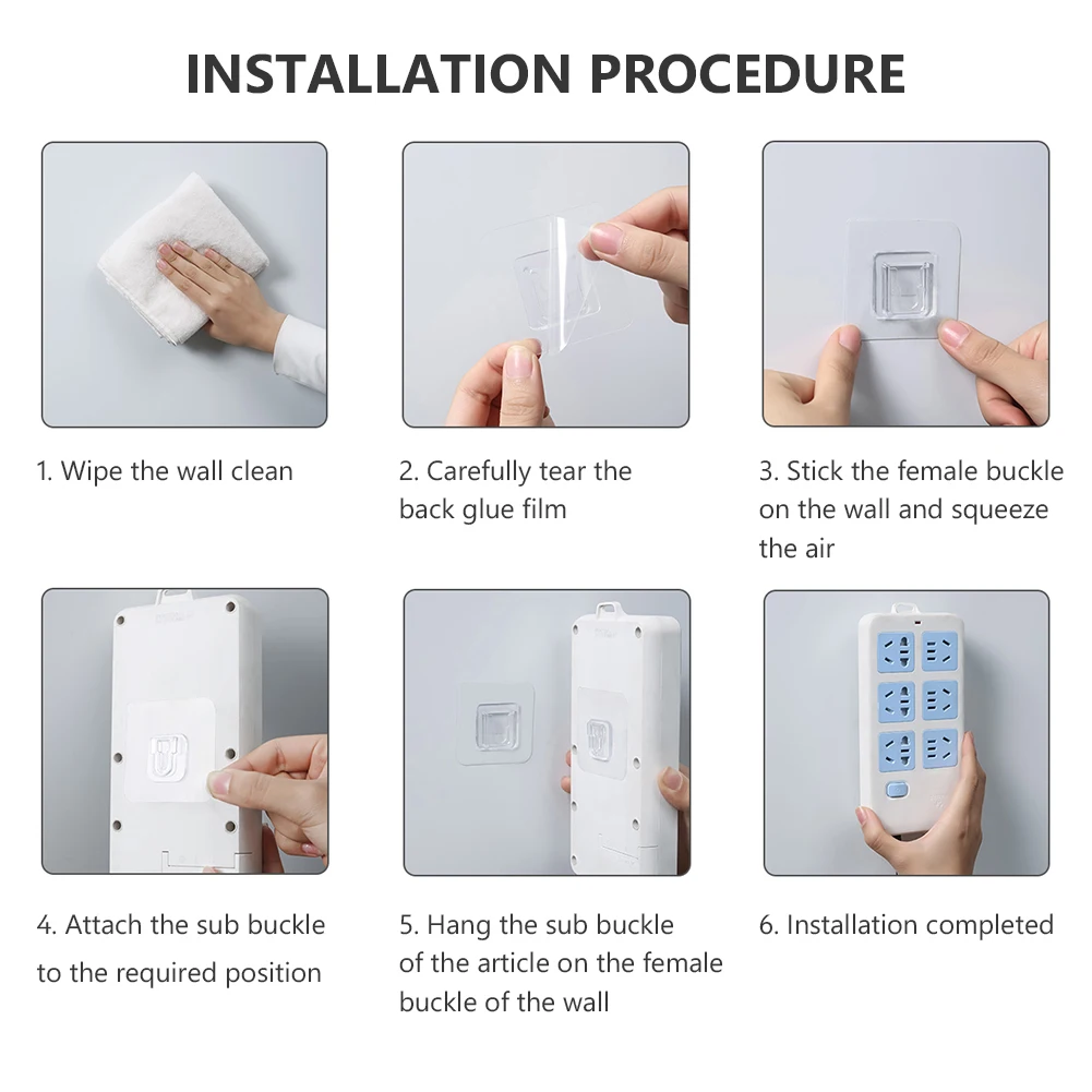 

5/10 Pairs Household Double-sided Self Adhesive Wall Hooks Seamless Hooks Reusable Anti-slip Wall Mounted Hook Organizer