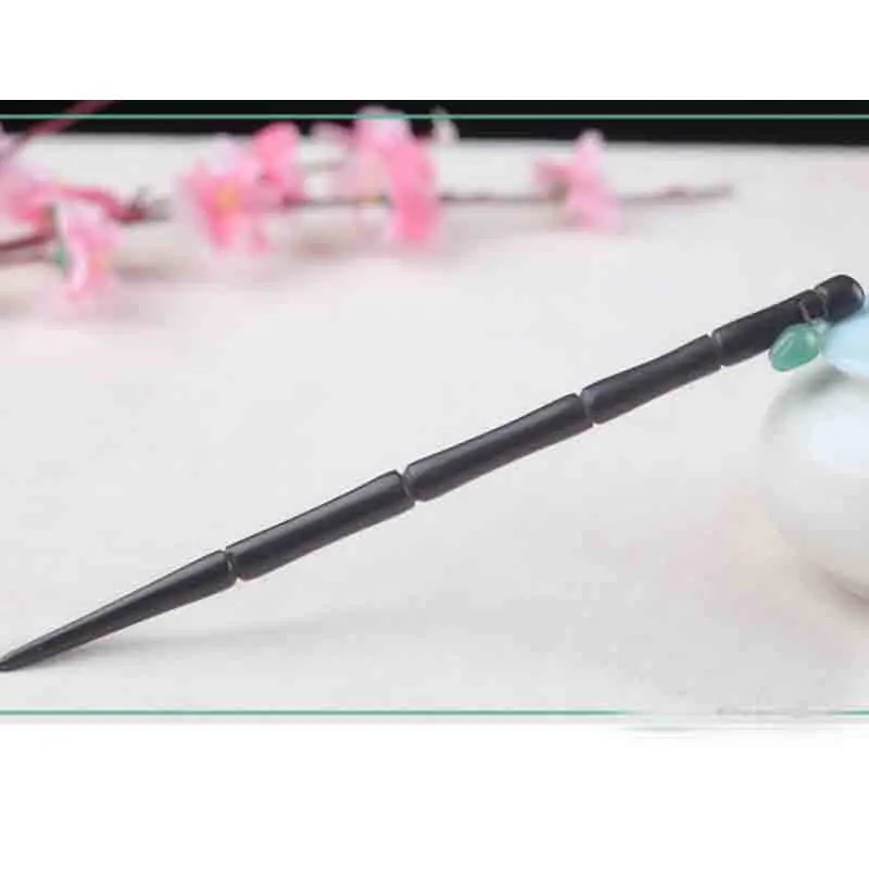 Палочка для волос Kanzashi в форме бамбука держатель булочки черный деревянный