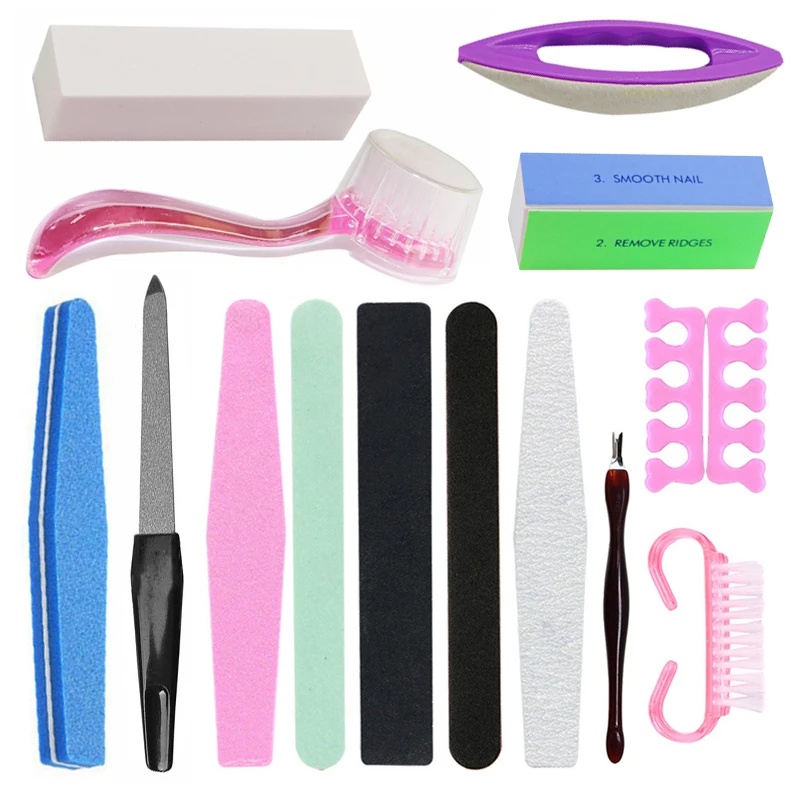 1Set Nail Art Tools Buffer Block Nail File Buffer Buffing NailFile Brush Professional Manicure Pedicure Polish Sanding Nail Care