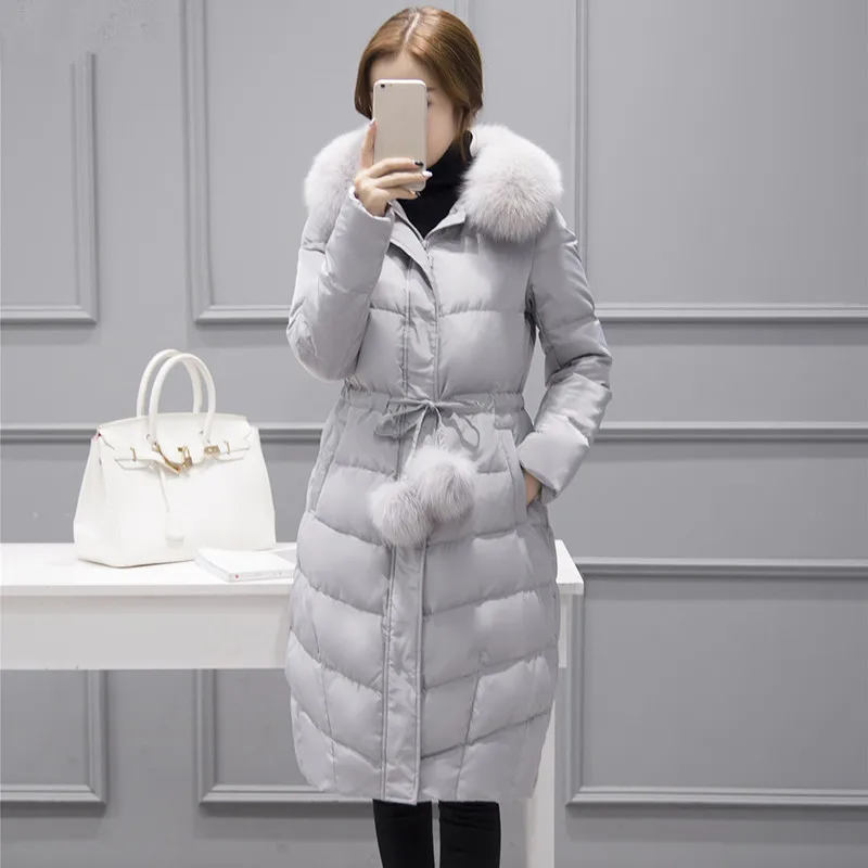 Fur 2020 Women's Fox Collar Winter Jacket White Duck Down Jackets Padded Women Parka Warm Coat Abrigo Mujer WXF512