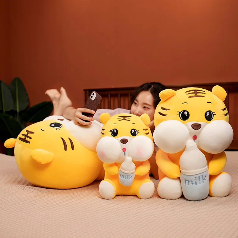

Симпатичная плюшевая игрушка тигр с круглым лицом и бутылкой для кормления, 35-55 см