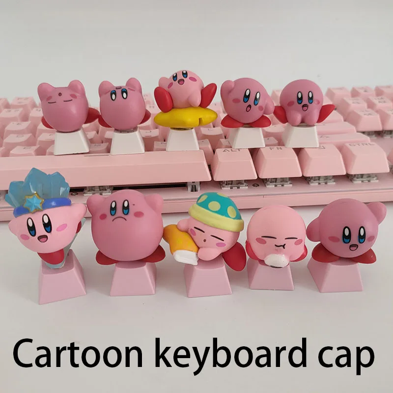 Teclas Kawaii para teclado mecánico, accesorios para juegos, Anime, PBT, dibujos animados personalizados, color rosa
