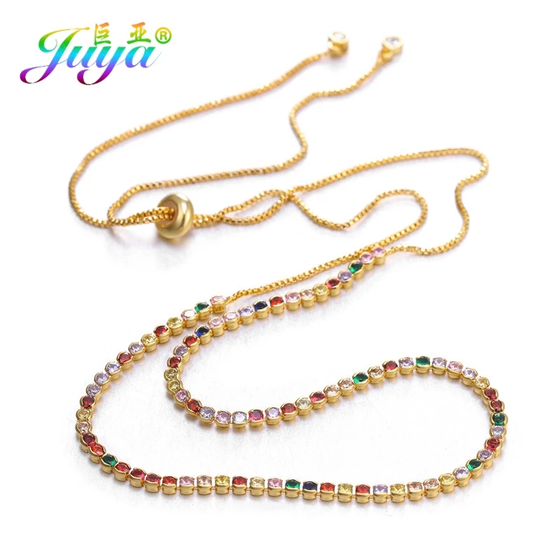 Женское Ожерелье Juya регулируемое колье-слайдер с радужными кристаллами