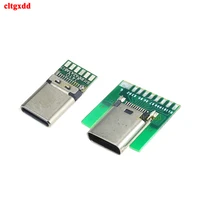 usb 3 1type c male plug female socket 24pin connector with pcb board test module smt type