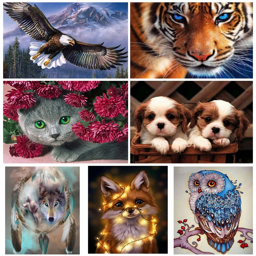 Алмазная 5D картина сделай сам мозаика с животными кошкой собакой тигром Орлом