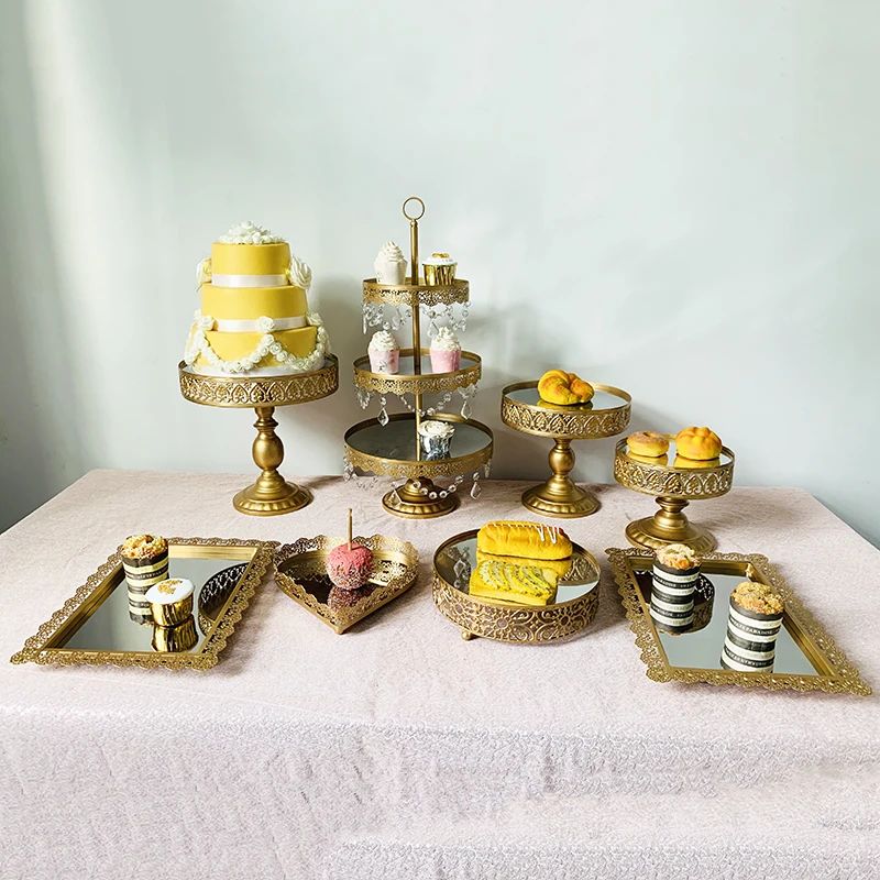 8pcs in set Подставка для торта круглая подставка для кекса металлическая подставка для десерта подставка для торта Золотая - Цвет: 8pcs in set