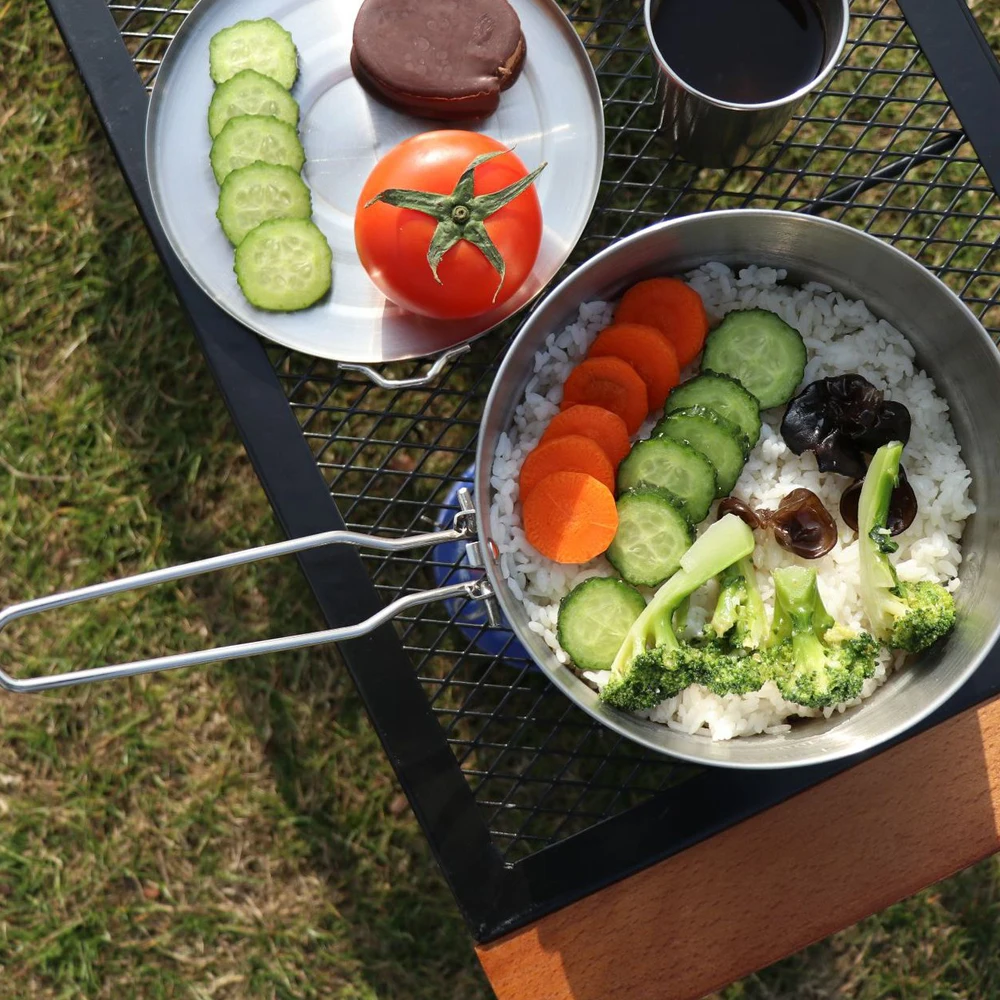 

Multifunctional Outdoor Iron Anti-scald Barbecue Table Camping Barbecue Net Table Convenient Folding Net Table With Handle