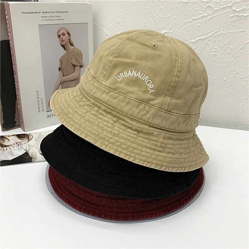 Корейский Харадзюку промытый хлопок Рыбацкая шляпа Женская японская ниша