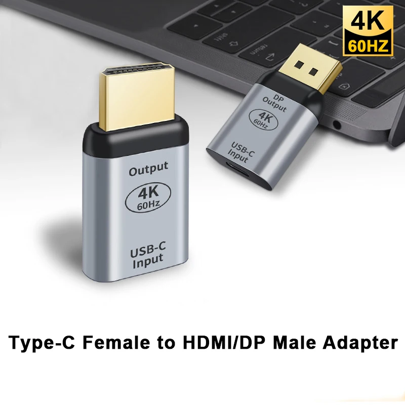 4K @ 60 Гц USB3.1 Тип C Female к DP/совместимому с HDMI Мужской адаптер конвертер для Macbook Chromebook