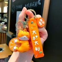cute orange cat keychains for leather bags lanyard office 2021 key ring mobile phone pendant jewelry accessories wholesale