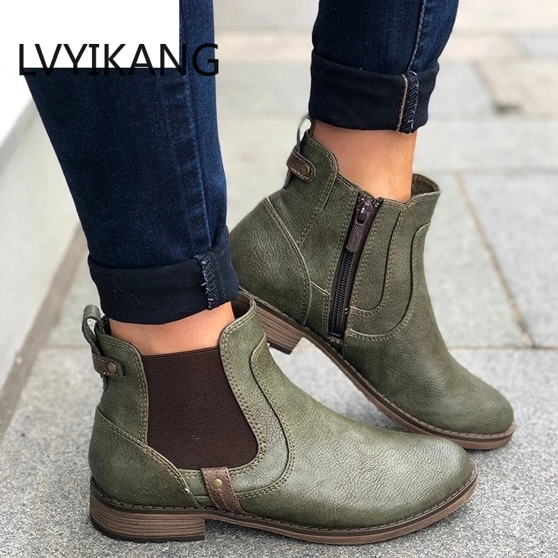 Новинка 2019 женские ботинки осенне-зимние классические Ботильоны на молнии для