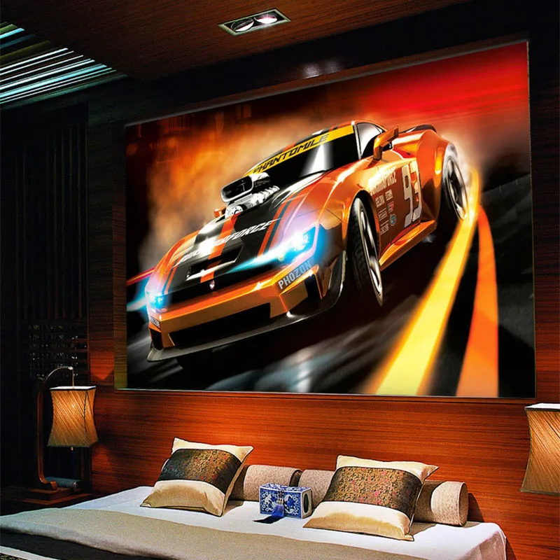 Фотообои современные креативные желтые спортивные автомобильные 3D стерео