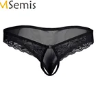 Мужское нижнее белье Swiwmear, кружевные сетчатые трусы, бикини с отверстием для пениса