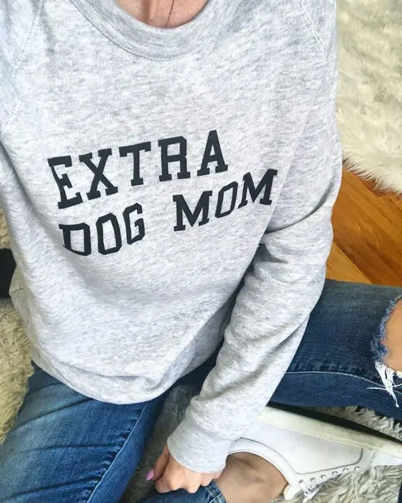 Дополнительная собака толстовка mom Графический смешной надписью чистый