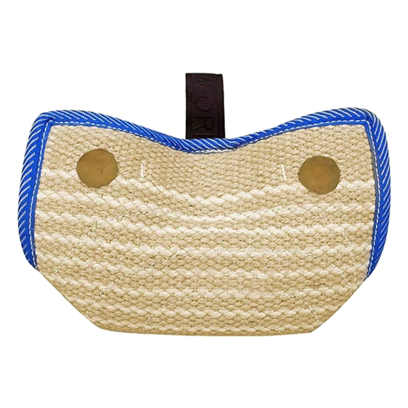 

Durable Dog Bite Wedge Biting Pillow with 2 Strong Handles Tough Jute Tug Toy for Aggressive Chewers