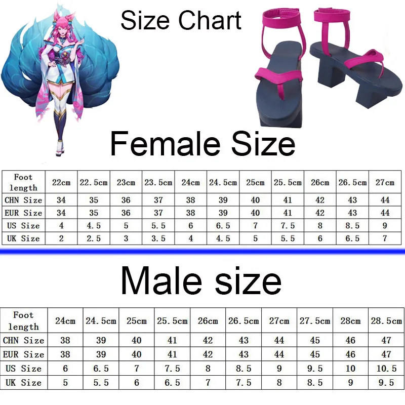 

2021 Game Ahri Shoes LOL Spirit Blossom Ahri Cosplay Shoes The Nine-Tailed Fox Ahri High Heels Unisex Geta Style Foam Bottom
