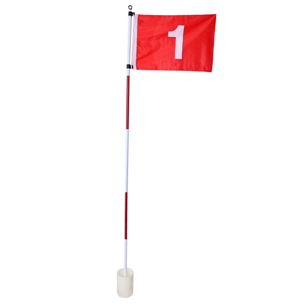 Folding Golf Flag Stick Pole Cup Course Home Golfing Practice Mark Pin Flags