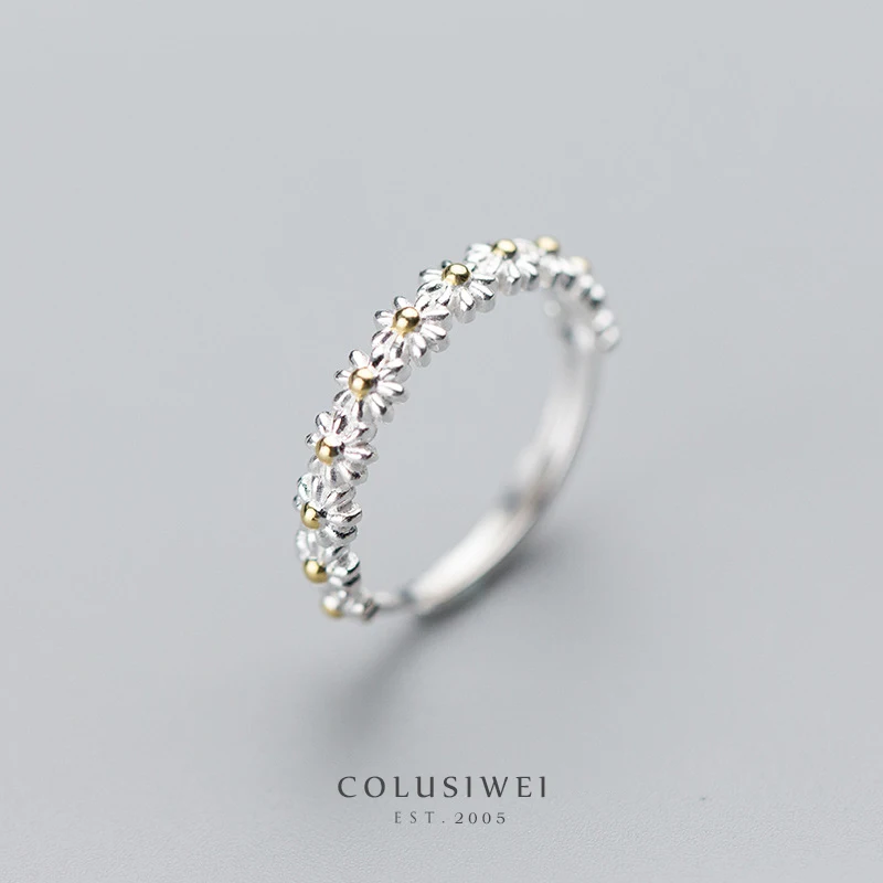 Регулируемые кольца для женщин Colusiwei серебро 925 пробы цвет золото цветок