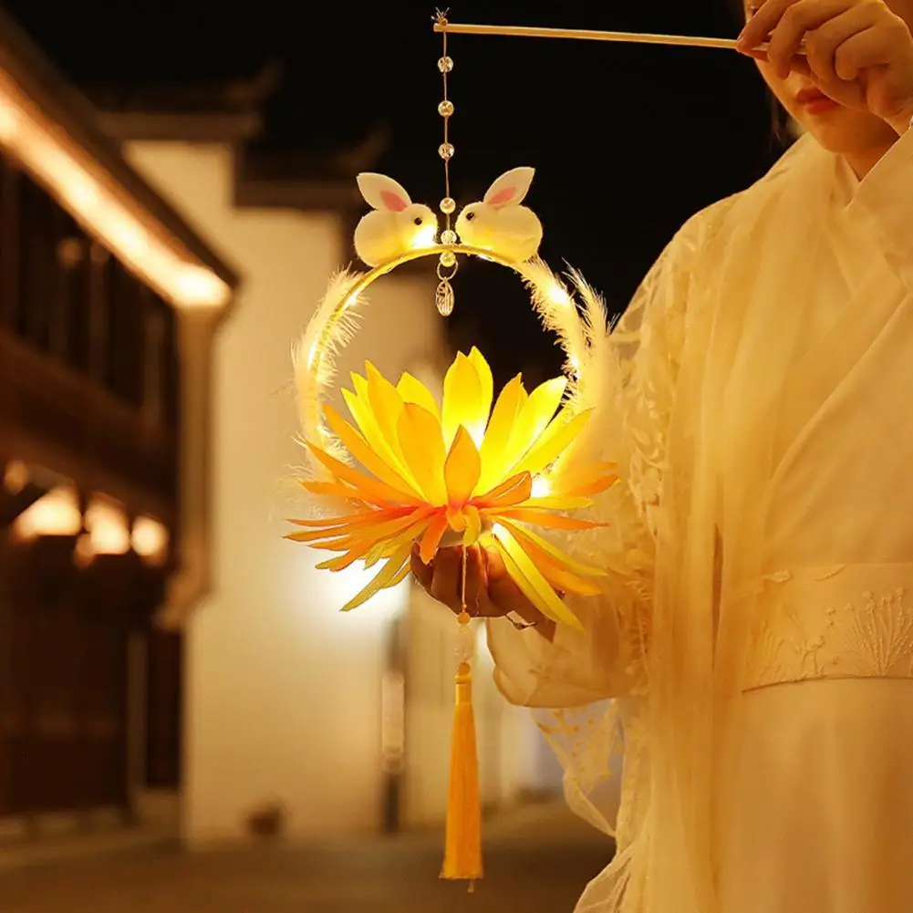 

Китайский Лотос Фонарь в сборе, легкая познавательная способность, стильное перо для фестиваля средней осени, светильник ручной работы с кр...