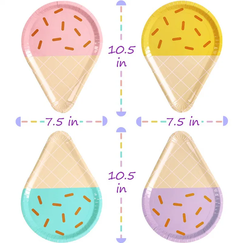 Одноразовые бумажные тарелки для мороженого 8 шт. 10 дюймов разноцветные