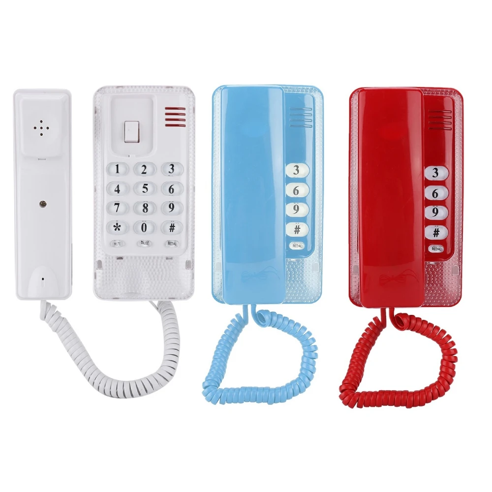 Мини телефон настенный домашний стационарный настольный проводной