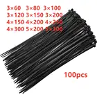 Самоблокирующиеся пластиковые нейлоновые стяжки для кабеля, черного цвета, 4x200, 100 шт.