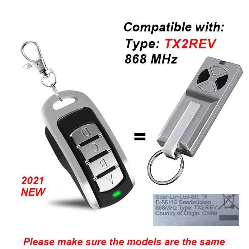 

Liftmaster TX2REV TX4REV 868MHz Garage Door Remote Control Gate Chamberlain liftmaster TX2REV TX4RUNI ML510EV ML700EV ML1000EV