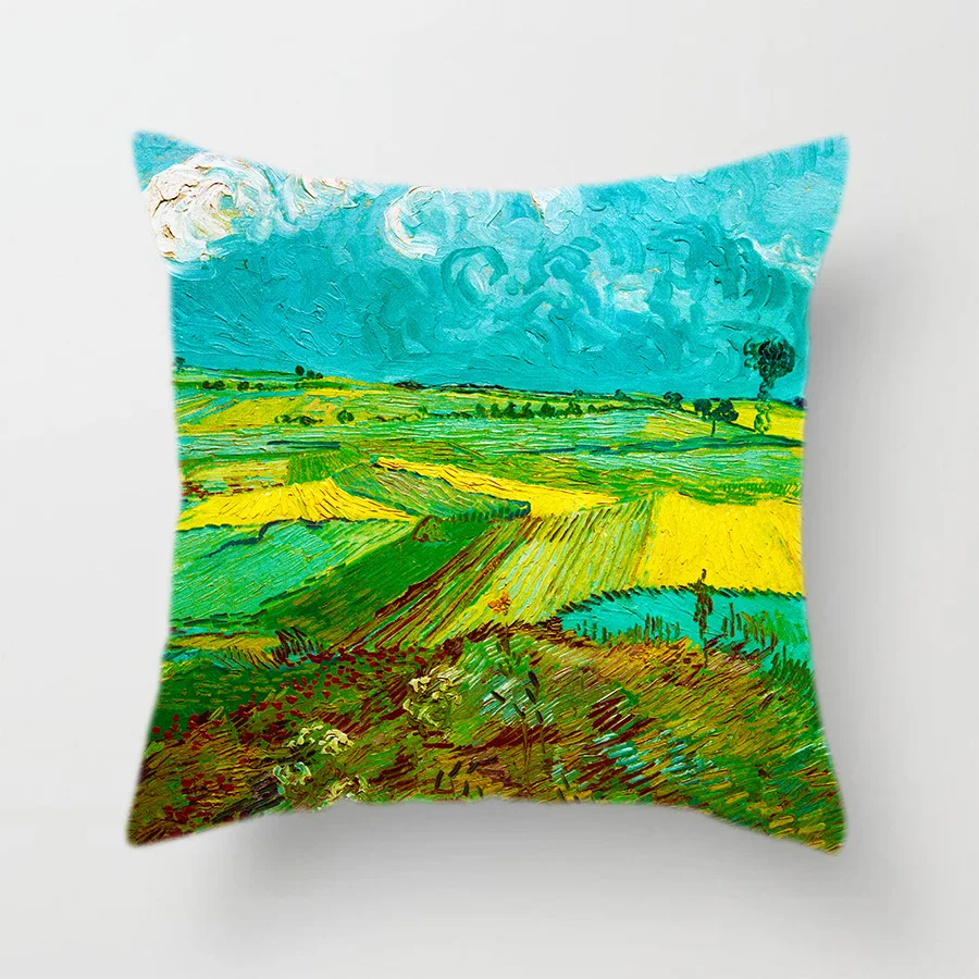 Наволочка для подушки с изображением Ван Гога персиковая кожа масляная живопись